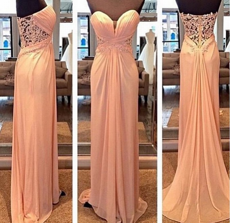 Charming Prom Dress Chiffon Prom Dress Lace Prom Dress Sweetheart Prom Dress Floor-length Prom Dress