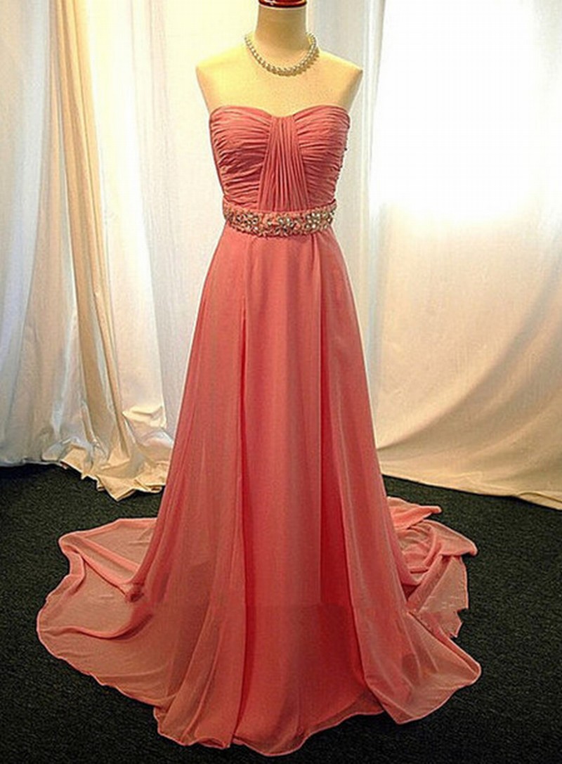 Fashion Prom Dress Chiffon Prom Dress A-line Prom Dress Strapless Prom Dress Bridal Prom Dress