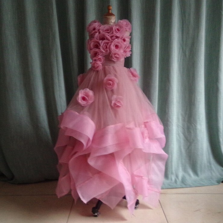 Formal Pink Kids Lolita Children Lace Flower Girl Dresses .flower Girl Dresses.flower Gril Dresses,satin Flower Girl Dresses Ytz133