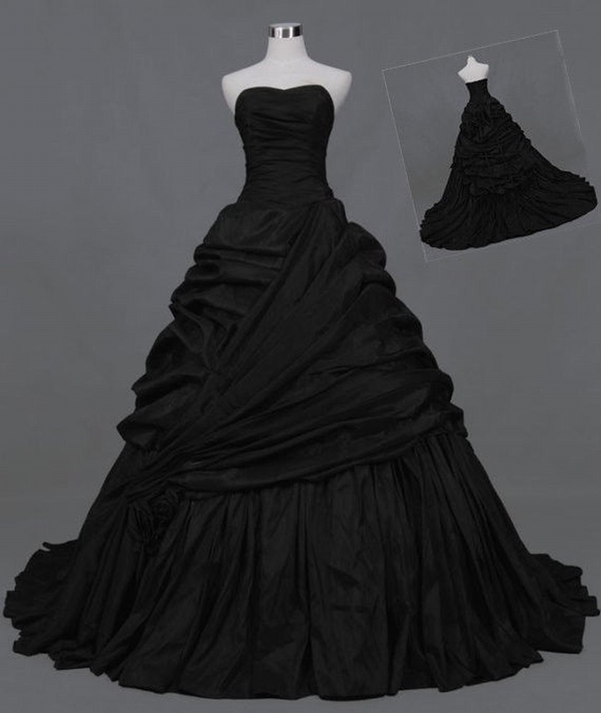 Gothic Black Prom Quinceanera Ball Gown Wedding Dresses For Party Custom Dress 100