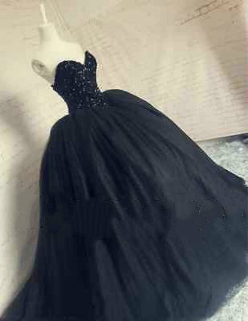 Women Fashion Black Ball Gown Prom Party Pageant Formal Gown Wedding Quinceanera Dresses Evening Dress 105