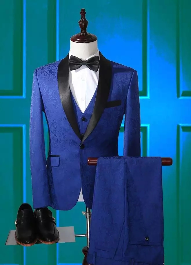 Fashion 3 Piece Men Suit Slim Fit Formal Wedding Party Groom Tuxedos Men Blazer (jacket+pants+vest+bowtie)