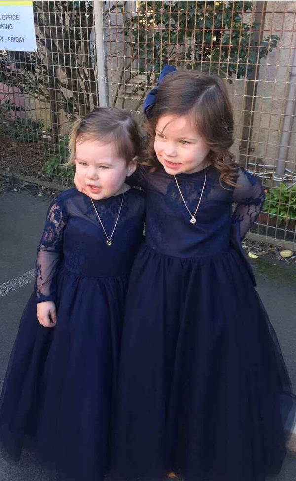 dark navy flower girl dress