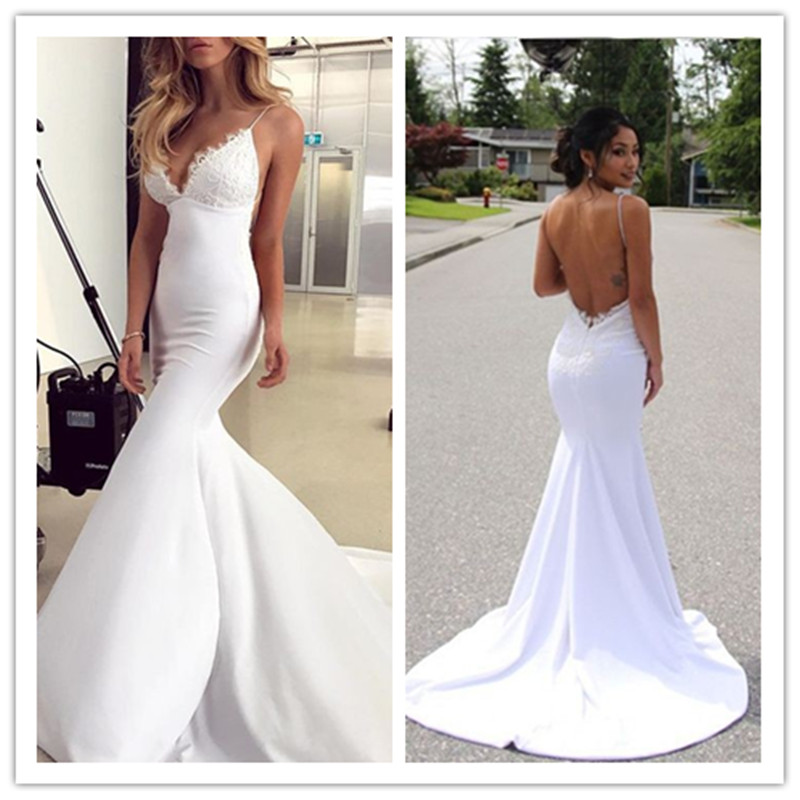 white satin backless dress