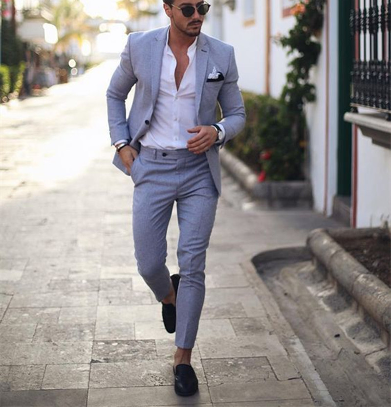 light grey business suit