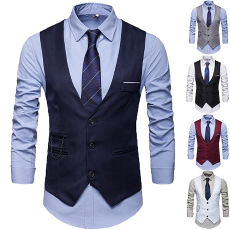 2019 Fashion 5 Colors Single Breasted Vests British Style Suitable For Men Wedding / Dance / Dinner S-5xl Men Vests