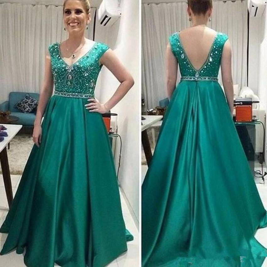 Latest Teal Green Long Mother Of The Bride Dresses Fashion V Neck