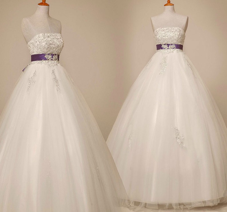 Formal Applique Simple Long Ball Gown Lace Bridal Wedding Dresses Formal Floor Length c36
