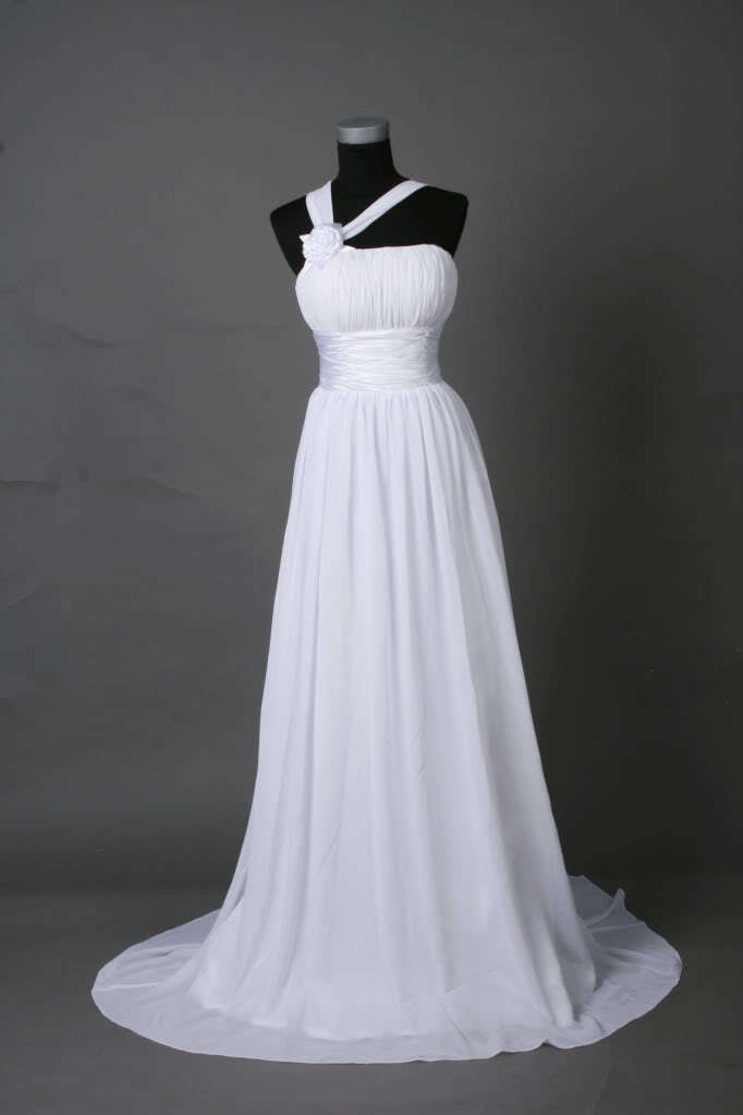 One Shoulder Chiffon Simple Long Evening Dress Prom Dress Custom Made Ruffle Bridal Party Dress Ws045