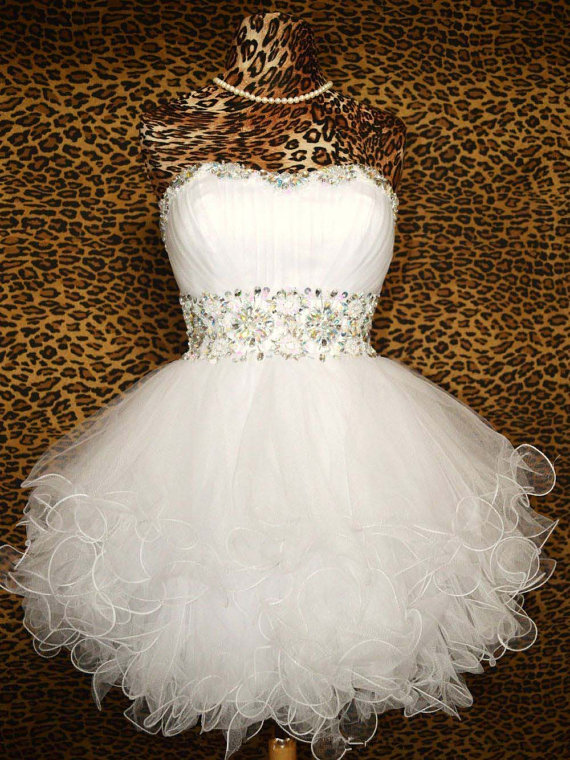 Sweetheart Ball Gown Mini Sexy Crystal Cocktail Dress Evening Dress Prom Dress Custom Made Bridal Party Dress R60