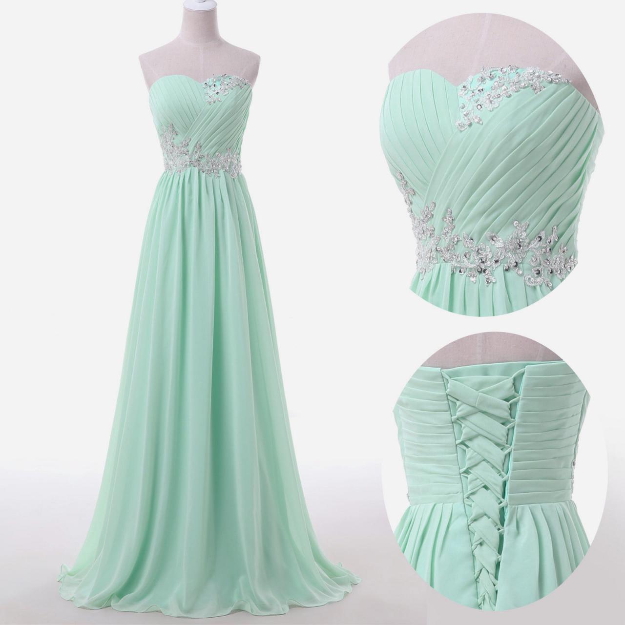 Bridesmaid Dress Sweetheart Lace Applique Chiffon Beading Evening Dress Prom Dress Custom Made Bridal Party Dress Xz35
