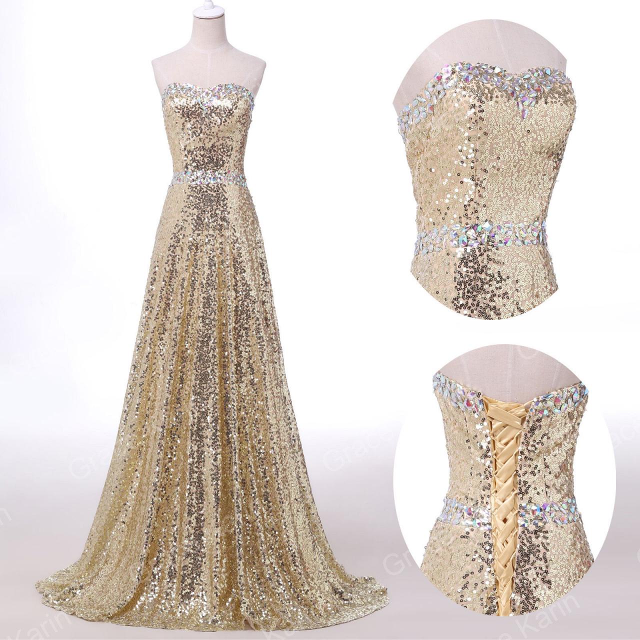 Bridesmaid Dress Sweetheart Sequin Crystal Beading Evening Dress Prom Dress Custom Made Bridal Party Dress Xz51