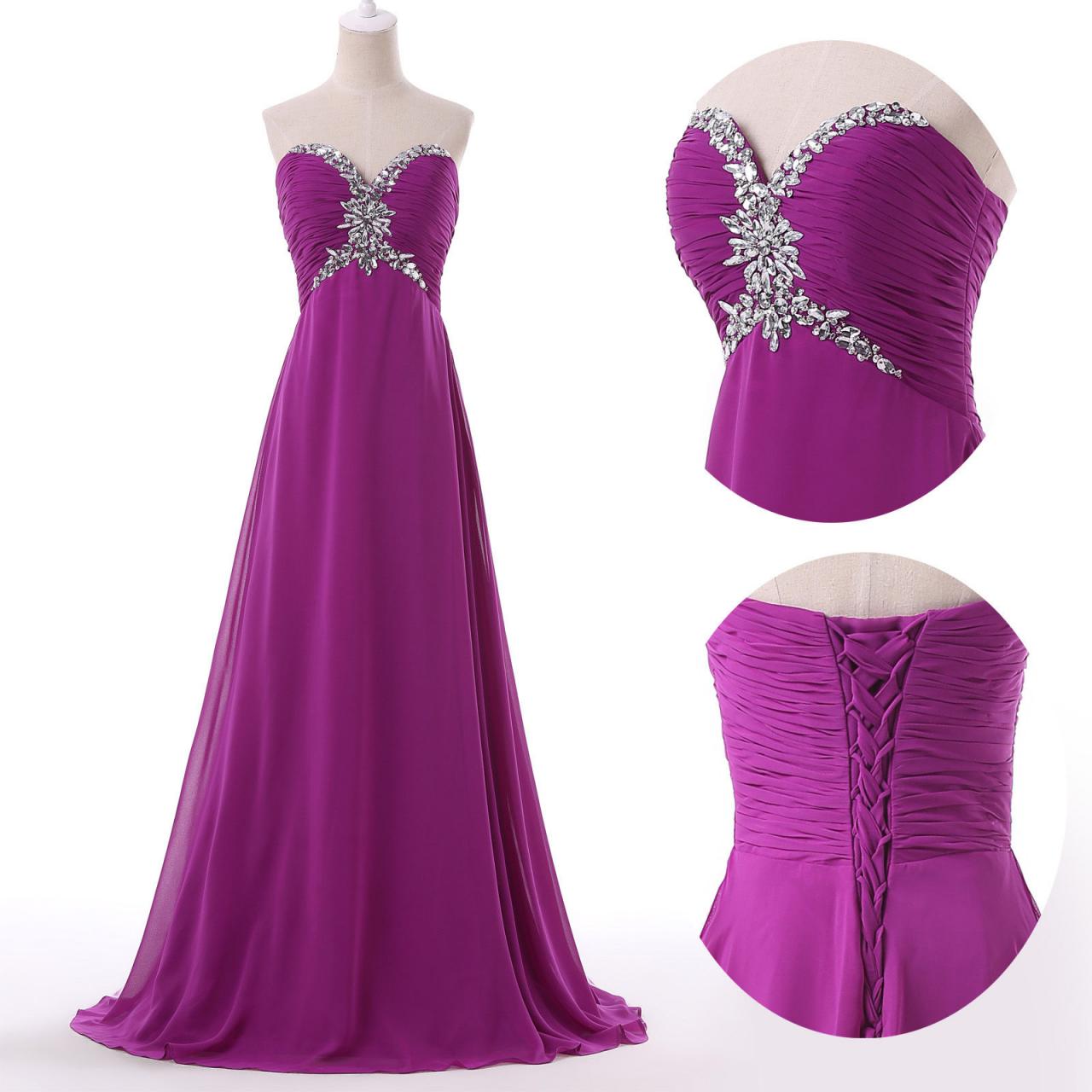 Bridesmaid Dress Sweetheart Chiffon Beading Evening Dress Prom Dress Custom Made Bridal Party Dress Xz107