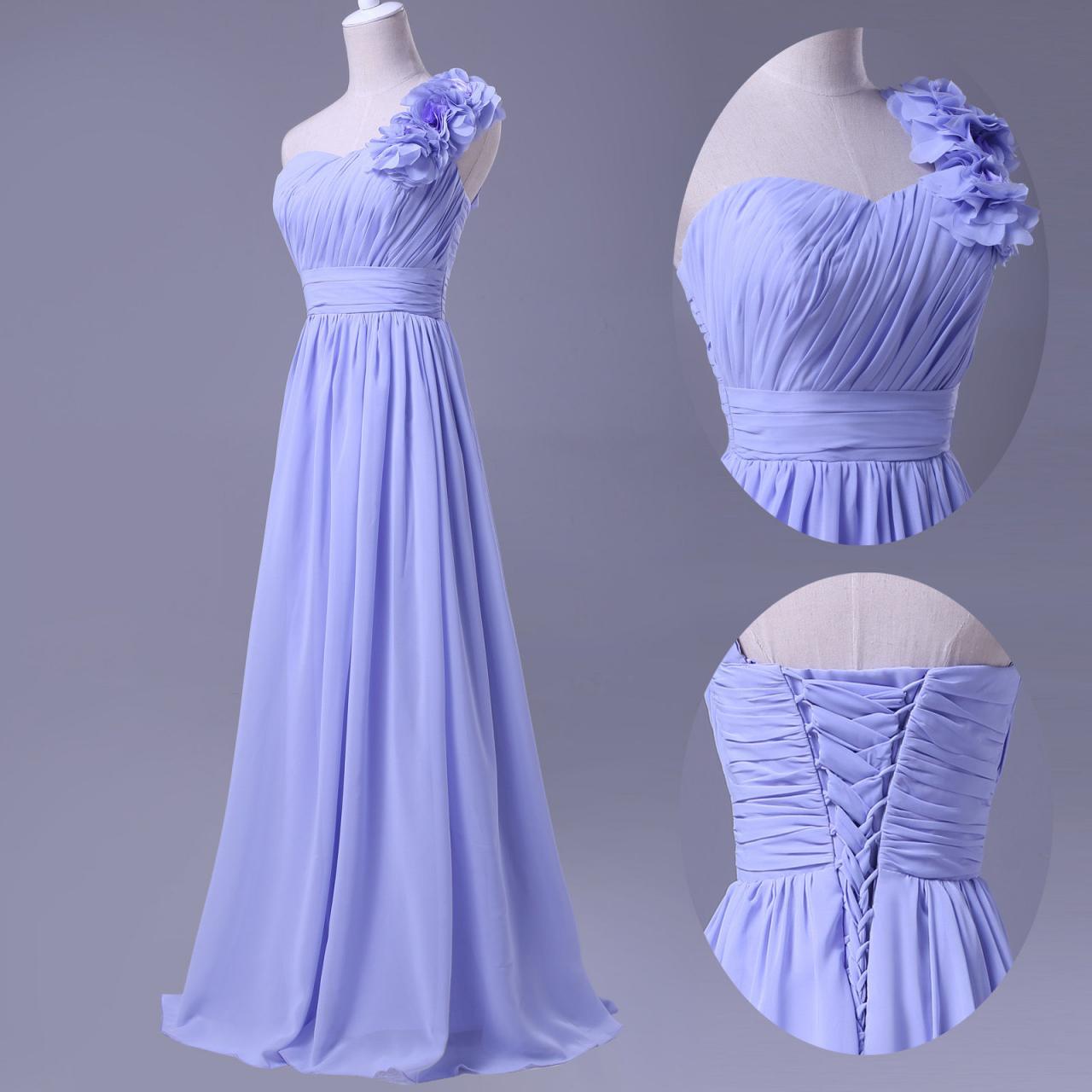 Bridesmaid Dress One Shoulder Chiffon Long Evening Dress Prom Dress Custom Made Bridal Party Dress Xz122