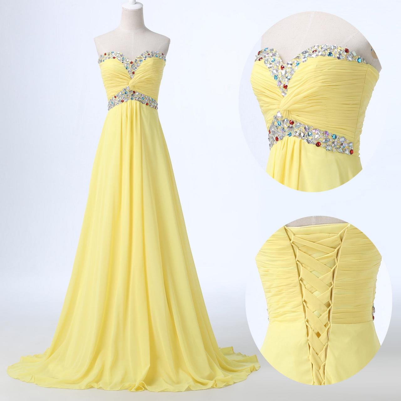 Bridesmaid Dress Sweetheart Chiffon Crystal Evening Dress Prom Dress Custom Made Bridal Party Dress Xz129
