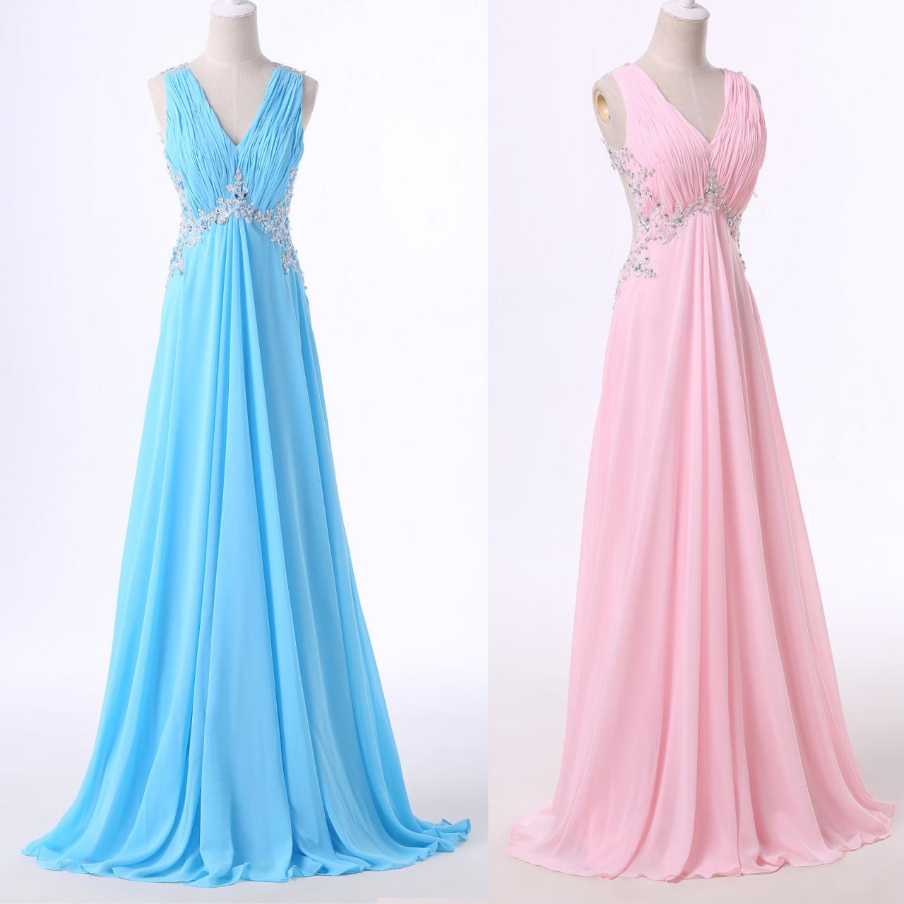 Bridesmaid Dress V Neck Chiffon Lace Beading Evening Dress Prom Dress Custom Made Bridal Party Dress Xz138