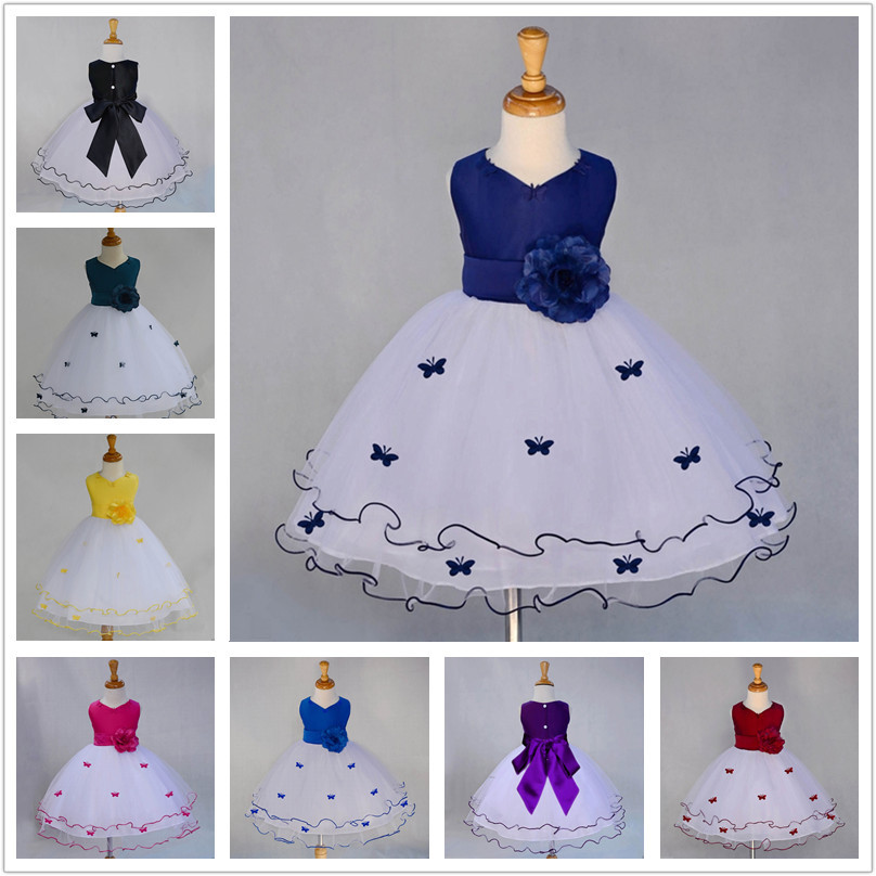 Formal Tea Length Flower Girl Dresses Children Birthday Dress Tulle Kids Wedding Party Dresses Fg22