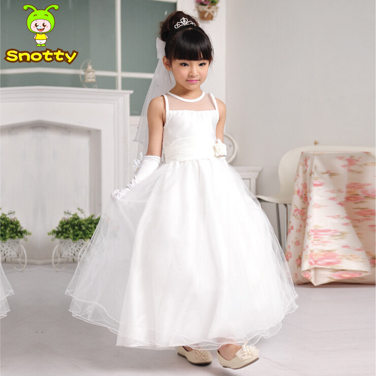 Fashion Ankle Length Flower Girl Dresses Children Birthday Dress Tulle Kids Wedding Party Dresses Wlj37