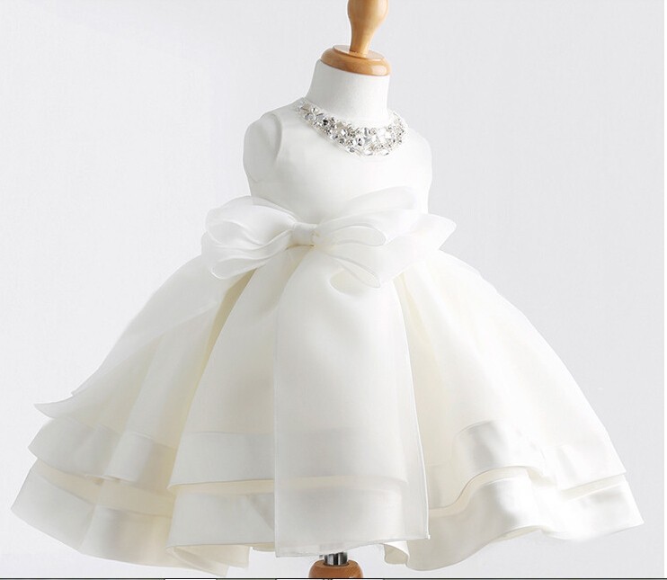 Ball Gown Tea Length Flower Girl Dresses Children Birthday Dress Beading Kids Wedding Party Dresses Wlj98