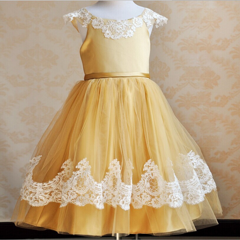open lace back dress A-line Floral Print Chiffon Straps Corset Wedding Flower Girl Dress main image 0