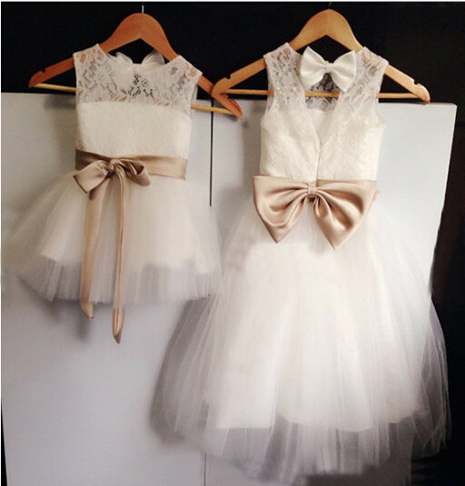 Flower Girl Dresses Children Birthday Dress Cute Lace Wedding Party Dresses Ww04