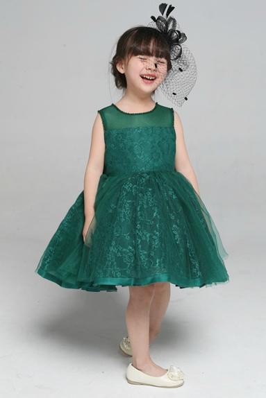 Flower Girl Dress, Green Flower Girl Dress, Dark Green Flower Girl Dress, Junior Bridesmaid Dress, Baby Girl Birthday Outfit, Custom Made Flower