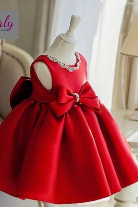 Red Princess Gowns Baby Girl Birthday Wedding Party Formal Flower Girls Dress Baby Pageant Dresses 173