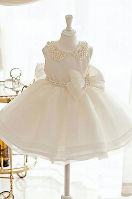 Peal Baby Girl Birthday Wedding Party Formal Flower Girls Dress Baby Pageant Dresses 205