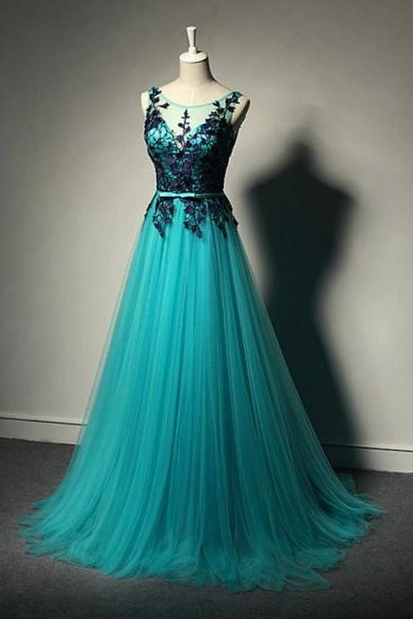 New Fashion Prom Dresses Blue Prom Dress Tulle Formal Gown Lace Prom Dresses Black Evening Gowns Tulle Formal Gown For Teens
