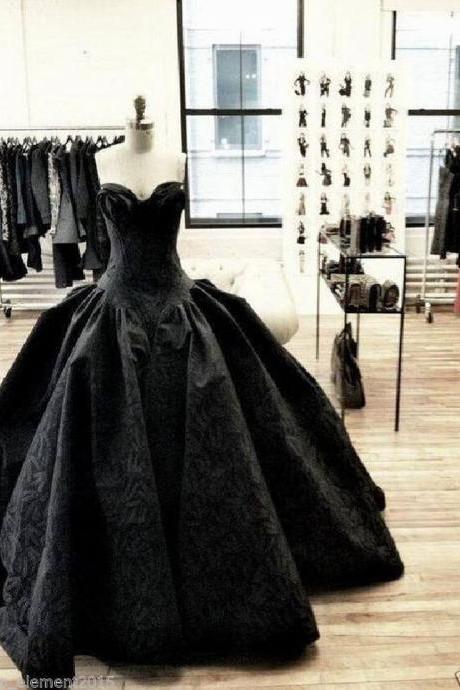 Gothic Black Formal Party Wedding Gowns Quinceanera Ball Dress Prom Dress Custom