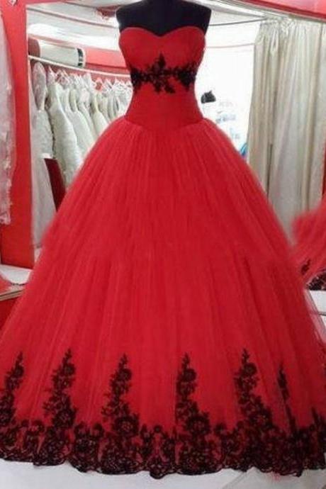 Red &amp;amp; Black Quinceanera Dresses For 15 Years Formal Prom Dress Party Gowns