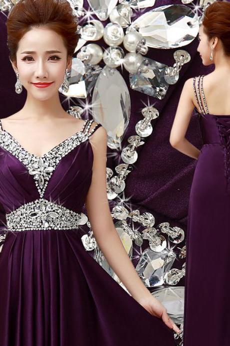 New Purple Long Chiffon Evening Formal Party Cocktail Prom Bridesmaid Dress