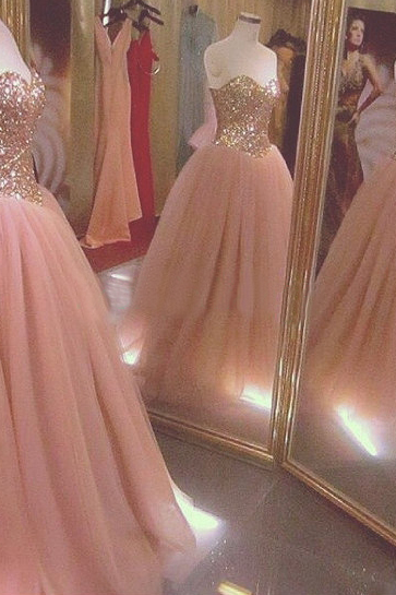 Sweetheart Ball Gown Tulle Prom Dresses Custom Made Women Party Dresses