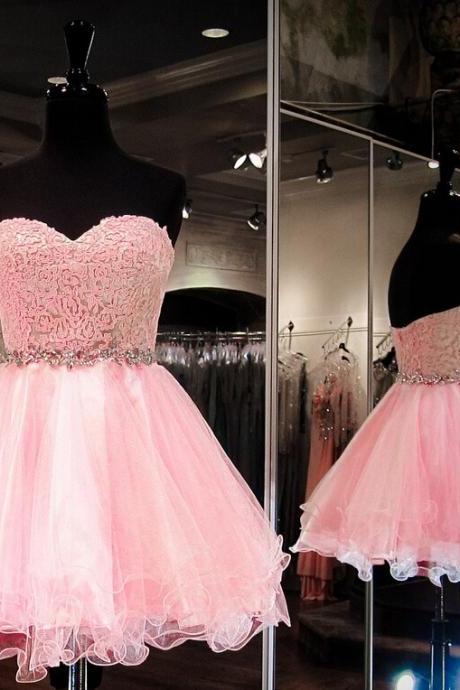 Short Tulle Homecoming Dresses Sweetheart Neck Crystals Party Dresses Custom Made Women Dresses