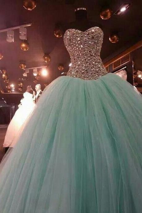 New Beaded Stone Quinceanera Prom Dress Party Pageant Ball Gown Wedding Dress