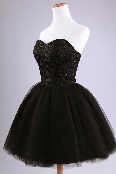Black Prom Dress Strapless Ball Gown Tulle Party Dress Short Celebrity Dresses Evening Dresses Homecoming Dresses Sexy Cocktail Dresses