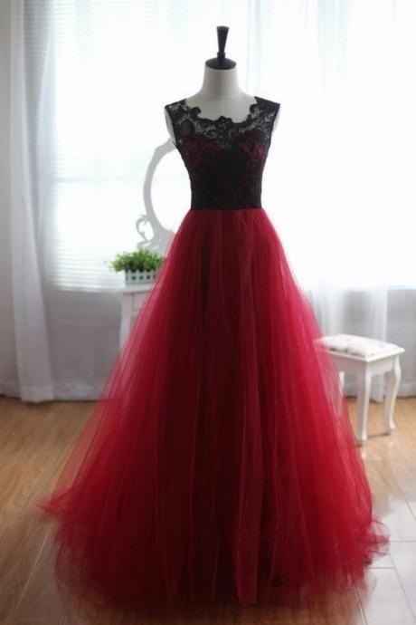 Pretty Handmade Tulle And Lace Burgundy Prom Dresses Burgundy Prom Dresses Lace Prom Gown Formal Dresses