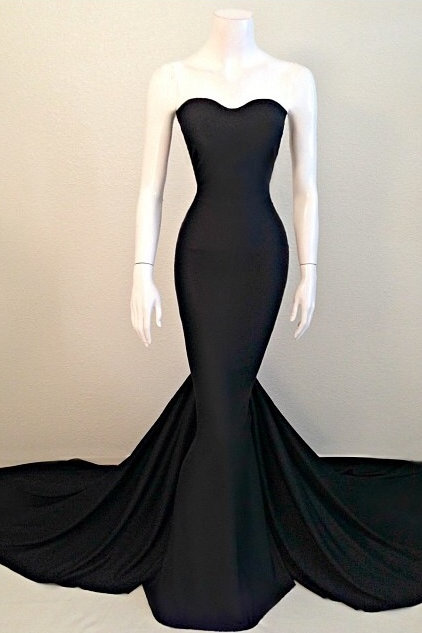 Mermaid Black Satin Wedding Gown Evening Cocktail Formal Party Bridesmaid Prom Gown Dress