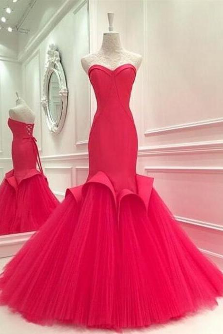 Red Tulle Evening Cocktail Formal Party Bridesmaid Prom Gown Dress