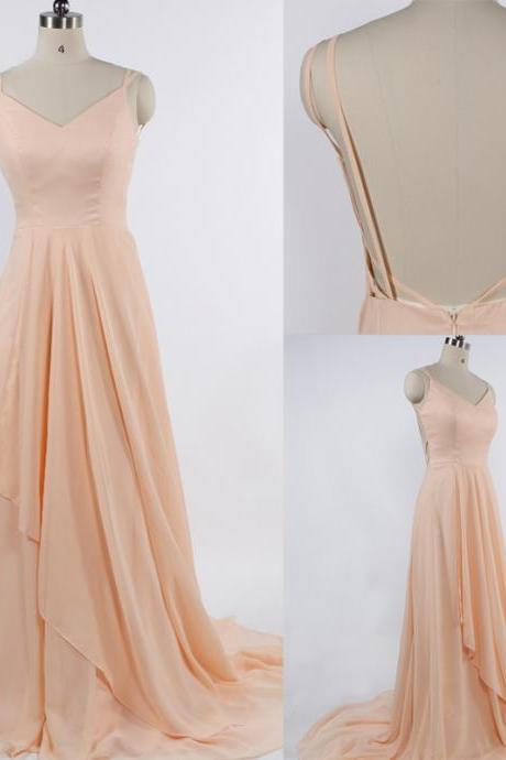Charming Prom Dress Chiffon Prom Dress Spaghetti Straps Prom Dress V-neck Evening Dress