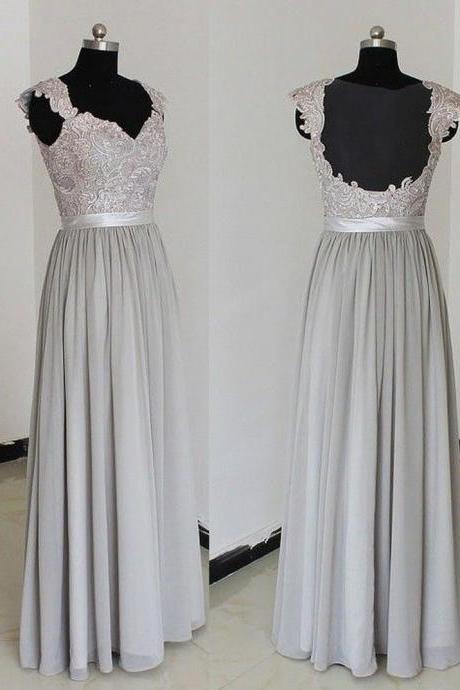 Charming Prom Dress Chiffon Prom Dress Appliques Prom Dress V-neck Prom Dress A-line Evening Dress