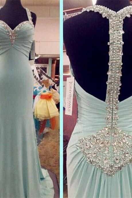 Charming Prom Dress Halter Prom Dress Beading Prom Dress Chiffon Prom Dress Backless Evening Dress
