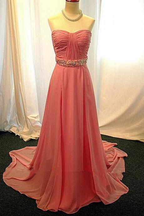 Fashion Prom Dress Chiffon Prom Dress A-line Prom Dress Strapless Prom Dress Bridal Prom Dress
