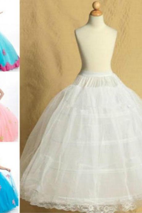 White Pettiskirt Wedding Flower Girl Petticoat Children Underskirt Slips Fit Kid 8~14 Years