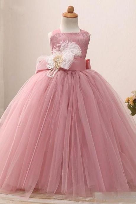 Pink Ball Gown Princess Gown Flower Girl Dresses .flower Girl Dresses.flower Gril Dresses,satin Flower Girl Dresses 481