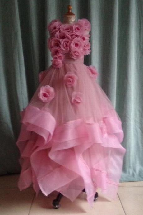 Formal Pink Kids Lolita Children Lace Flower Girl Dresses .Flower Girl Dresses.Flower Gril Dresses,Satin Flower Girl Dresses ytz133