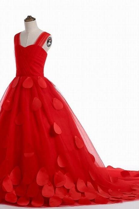 Red Rose Petal Flower Girl Dresses First Communion Dresses For Girls Pageant Dresses For Girls 2017 Real Picture Serene Ytz147