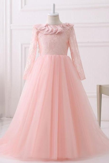 Party Formal Pink Flower Girl Dress Baby Pageant Gowns Birthday Communion Ytz322