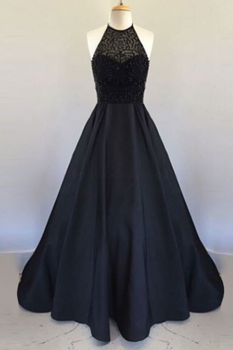 Jewel A Line Sexy Black Lace Applique Wedding Dress Evening Dress Full Length Prom Dress 98