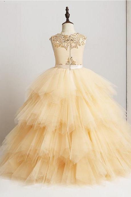 Yellow Flower Girl Dresses For Wedding Pageant Dresses For Little Girls Vestido De Daminha Kids Evening Gowns